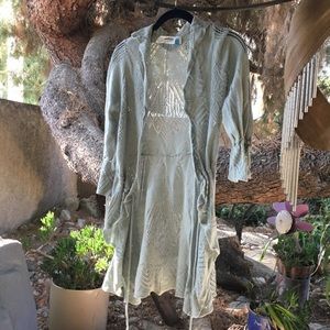 Cozy Sparrow sweater wrap! Ice blue crochet